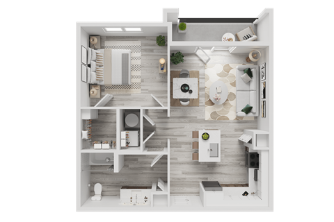 Floor plan for 1 bed, 1 bath, 783 sqft
